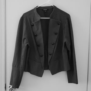 Torrid grey military blazer jacket button accents